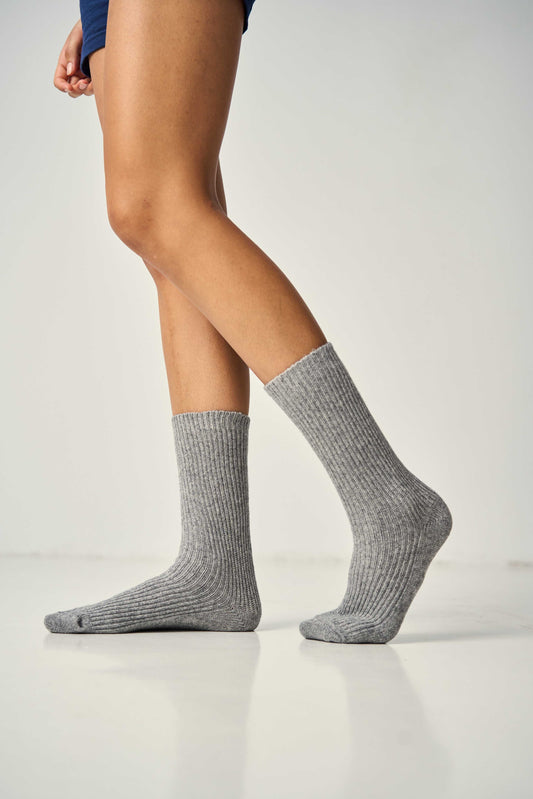 Calcetines lana cashmere-Lycra galga gruesa y canalé 1x1